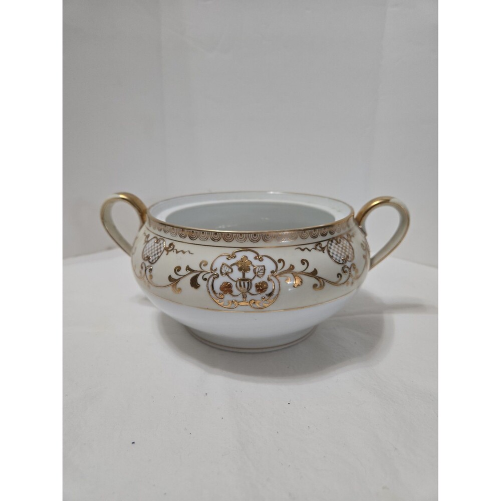 Noritake Old 1910 Oversized Sugar Bowl no lid embossed gold design
